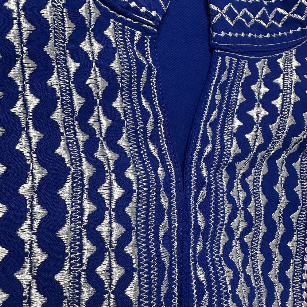 Boho Embroidered Blue Tunic Top 2XL | Festival Peasant Blouse Cottagecore - Picture 7 of 13